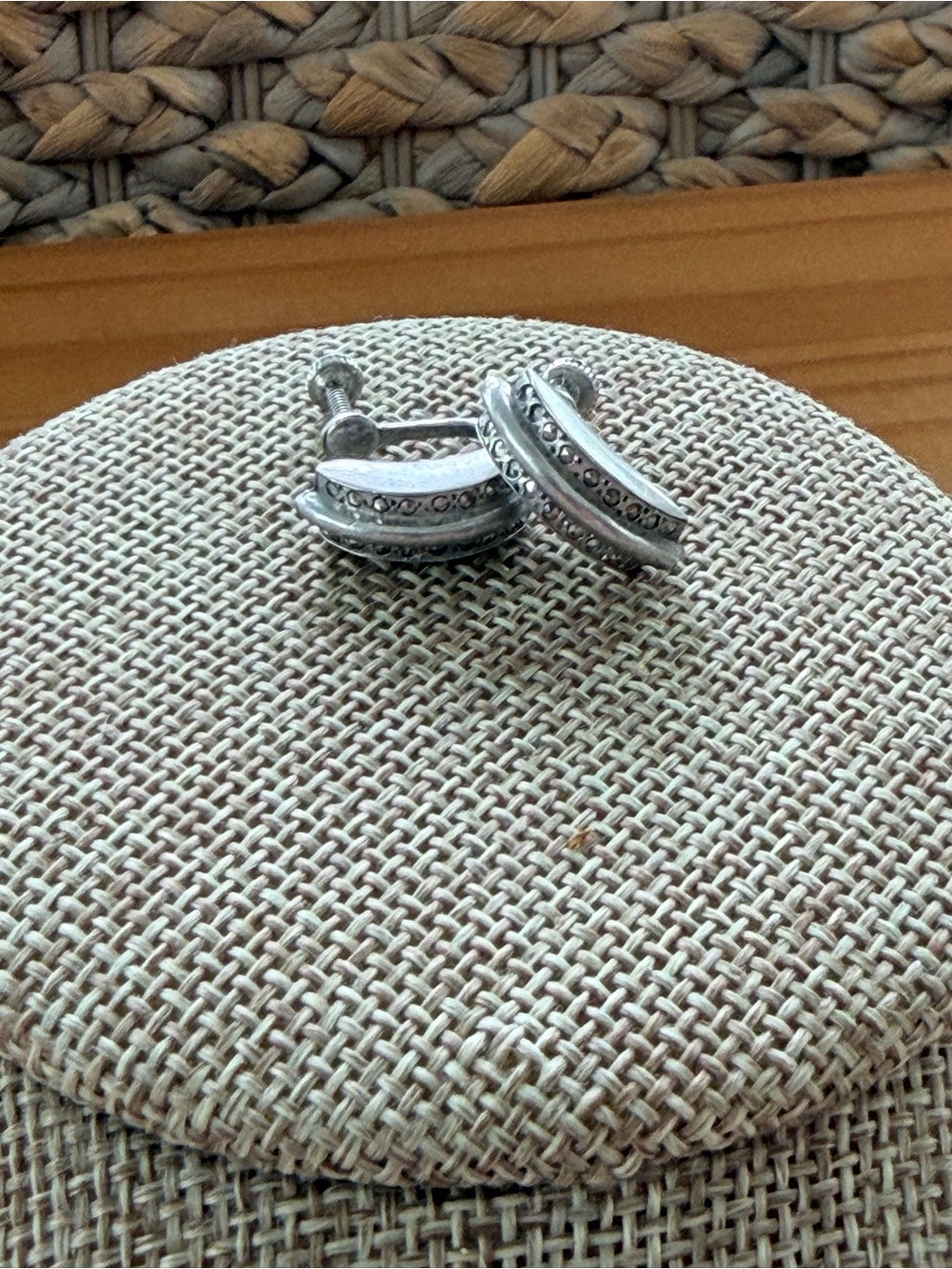 Vintage Deco Sterling Silver Screwback Earring Unpierced - Picture 5 of 11